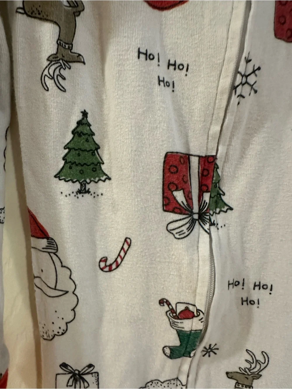 Carter's White and Red Santa Print Footed One-Piece Pajamas